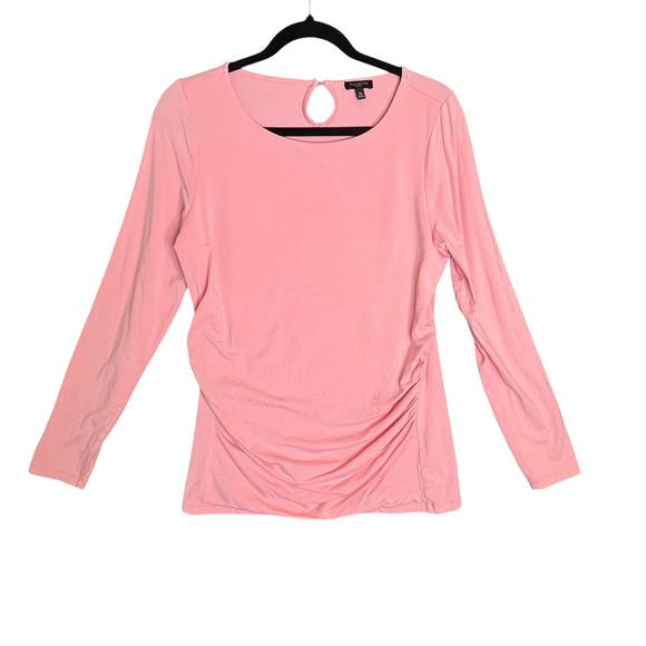 Talbots Tops - Talbots Blouse Womens SP Pink Ruched Side Keyhole Back Rayon Stretch Career Top